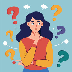 girl thinking vector illustration