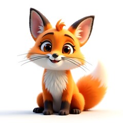 Cute Cartoon Fox Illustration with Big Eyes and Fluffy Tail