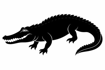 crocodile sihouette black vector
