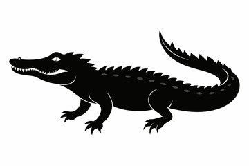 Obraz premium crocodile sihouette black vector