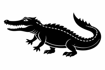 crocodile sihouette black vector