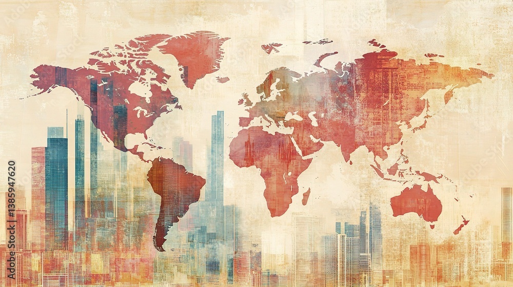 Poster abstract world map and business analytics background design