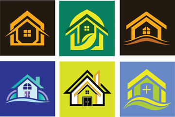 Residential building icon set vector design