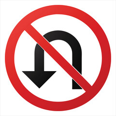 Classic No U-Turn Traffic Sign Icon with Red Slash and U-Turn Arrow for Road Safety


