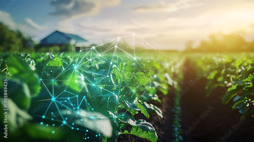 Poster an ai powered system optimizing food production by analyzing real time supply chain data and crop he