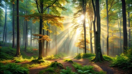 Fototapeta premium Sunlit Forest Path
