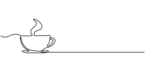 Cup of line drawing vector, line drawing cup design latte cup continuous line drawing illustration, Coffee cup continuous one line art drawing. Coffee shop concept. Coffees cup concept. 