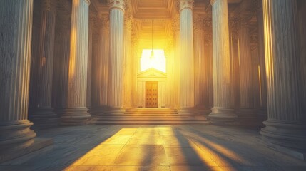 Naklejka premium Majestic Columns Bathed in Golden Sunlight