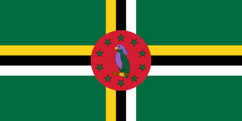 Vector flag of Dominica, a country in Caribbean. Accurate dimensions and official colors. This file is suitable for digital editing and printing of any size.