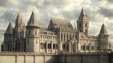 Fototapeta premium Majestic Medieval Castle Architecture: A Fairytale Setting