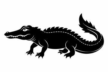 crocodile sihouette black vector