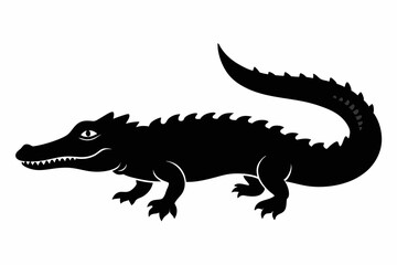 crocodile sihouette black vector