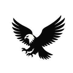 Bald eagle silhouette flying. flat vector illustration on white background logo or tattoo