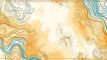 Obraz premium Abstract illustration featuring flowing lines and watercolor textures in earth tones