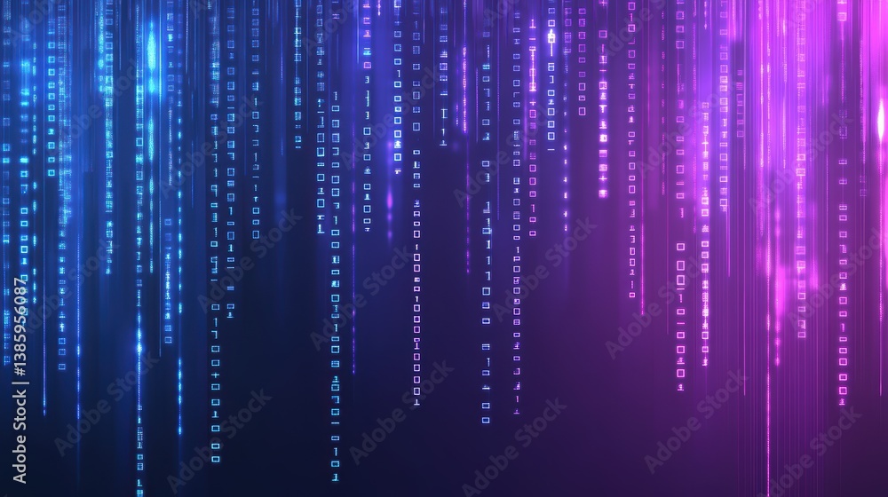 Poster dynamic glowing dna strands with binary code digital space abstract design vibrant environment futur