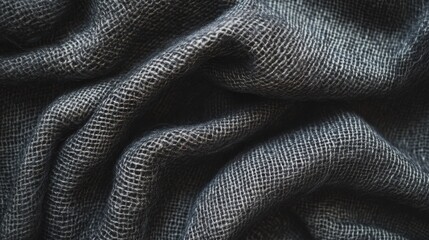 Naklejka premium Elegant black fabric texture textiles studio close-up shot soft and luxurious environment abstract concept