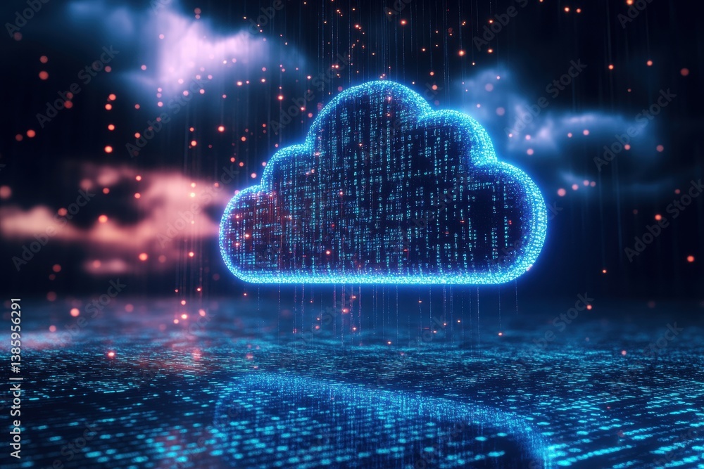 Poster cloud computing innovations virtual environment digital concept data visualization futuristic viewpo