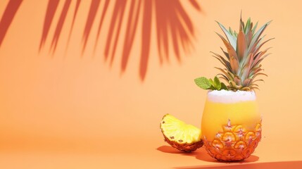 A vibrant fruit smoothie with mango, pineapple, and coconut milk. Featuring tropical flavors and vitality