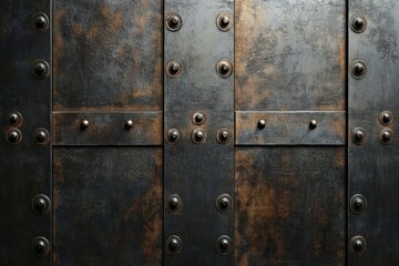 Fototapeta premium Distressed metal wallpaper design industrial space texture art rugged environment close-up view conceptual aesthetics