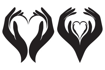 vector illustration of man and women hand love shape