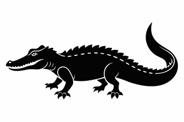 Obraz premium crocodile sihouette black vector