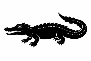 crocodile sihouette black vector