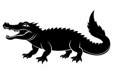 crocodile sihouette black vector