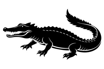 crocodile sihouette black vector