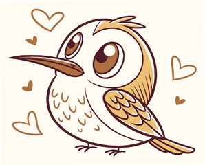 Obraz premium Cute Kawaii Chibi Hummingbird Expressing Love 