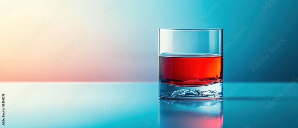 Poster elegant glass of vibrant red liquid against a serene gradient backdrop evoking sophistication and ca