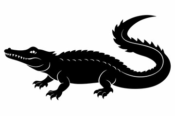 crocodile sihouette black vector
