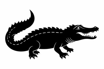 crocodile sihouette black vector