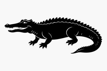 crocodile sihouette black vector