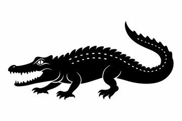 crocodile sihouette black vector