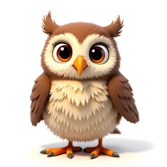 Naklejka premium Adorable Cartoon Owl with Big Eyes and Fluffy Feathers For Kids