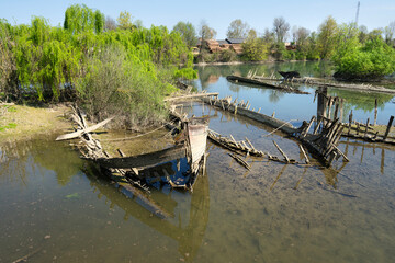 The cemetery of the Burci, typical Venetian merchant boats from the early 1900s once used for river...
