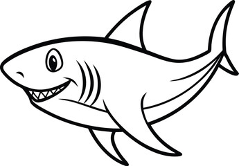 Shark Line art Design with white background
