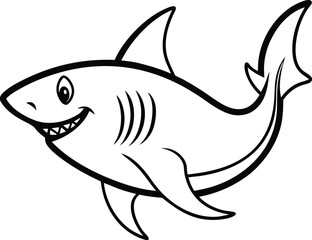 Shark Line art Design with white background