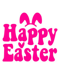 Happy Easter typography clip art design on plain white transparent isolated background for card, shirt, hoodie, sweatshirt, apparel, tag, mug, icon, poster or badge