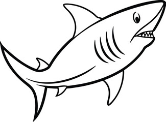 Shark Line art Design with white background
