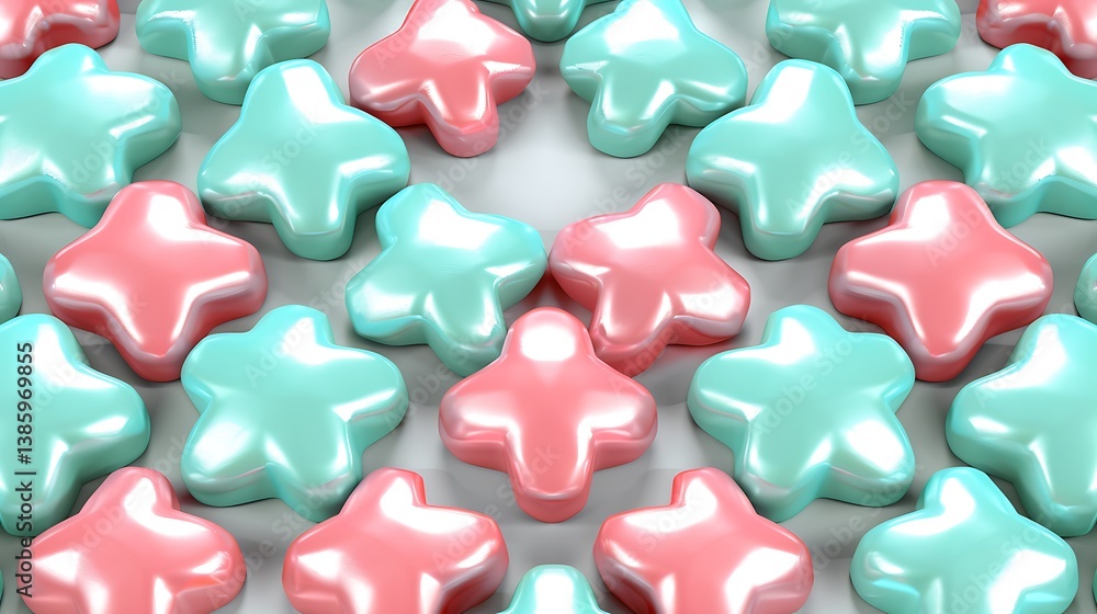 Aufkleber an array of four petal shapes with glossy two tone colors