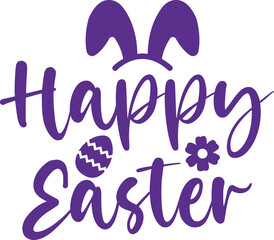 Happy Easter typography clip art design on plain white transparent isolated background for card, shirt, hoodie, sweatshirt, apparel, tag, mug, icon, poster or badge