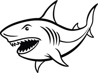 Shark Line art Design with white background