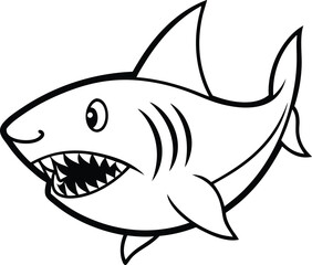 Shark Line art Design with white background