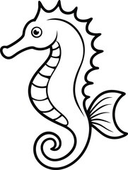 Sea Horse Line art Design with white background