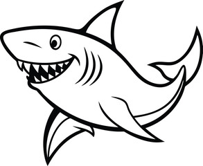 Shark Line art Design with white background