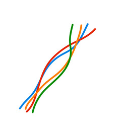 Colorful wire or cable vector illustration, Electrical cables isolated.