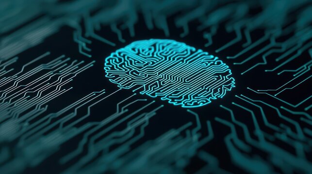 Abstract mindmachine interface, digital knowledge transfer concept