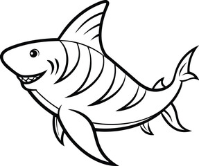 Shark Line art Design with white background