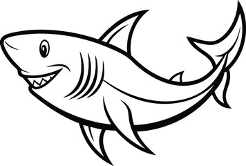 Shark Line art Design with white background